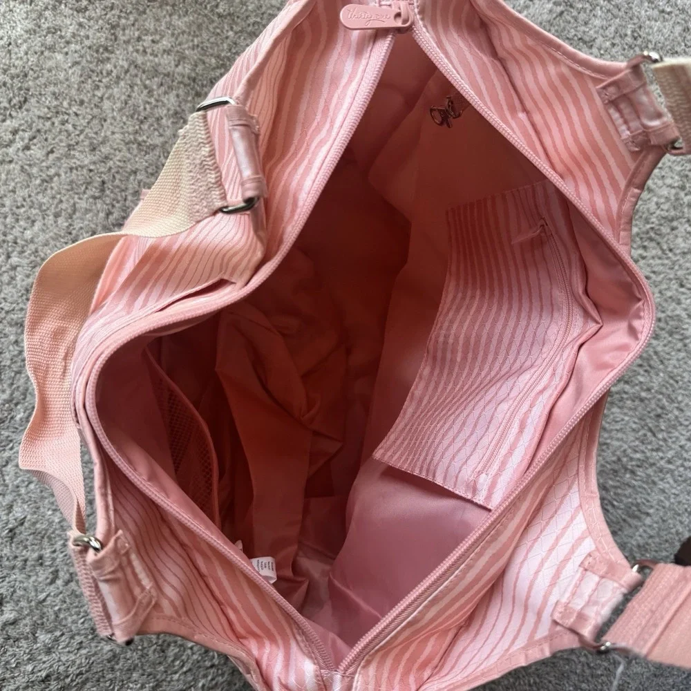Thirty One 31 Peach Stripe Bag All Pro Tote Pool Beach Gym Yoga Diaper *Read